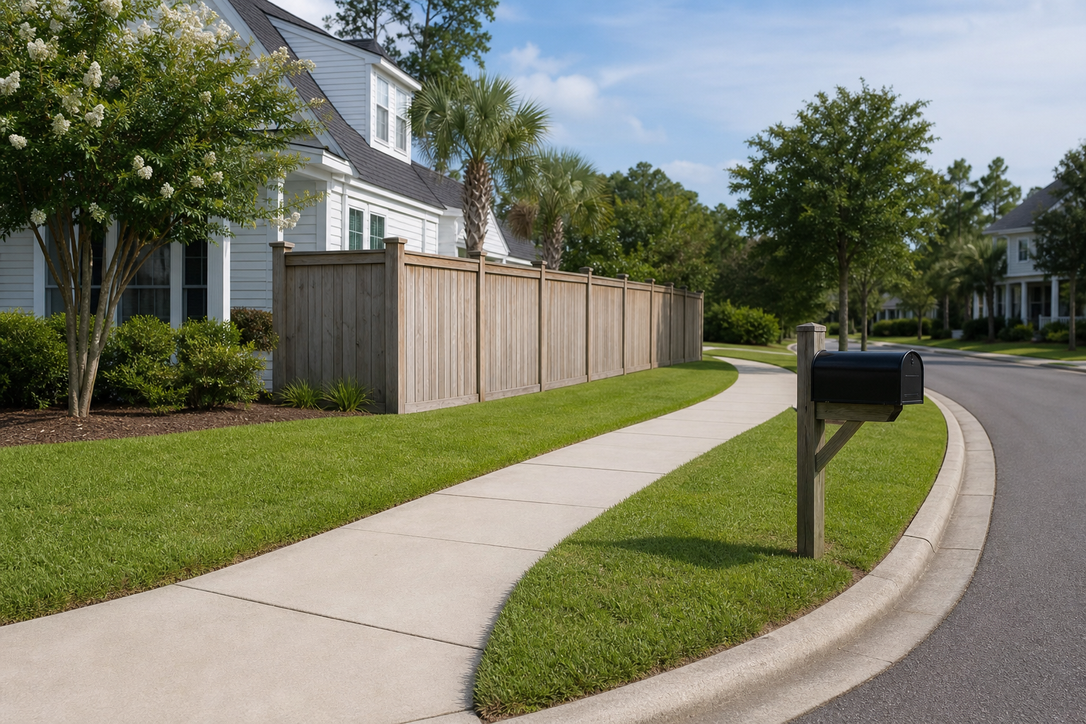 Lawn care and edging detail—consistent property presentation on James Island maintenance routes.